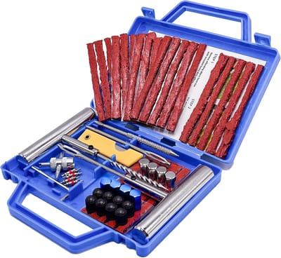 Reparatieset voor autobanden, bandenreparatieset (57 stuks) reparatieset voor platte banden, platte banden voor auto's, motorfietsen, vrachtwagens, SUV, mountainbike, tractoren, campers