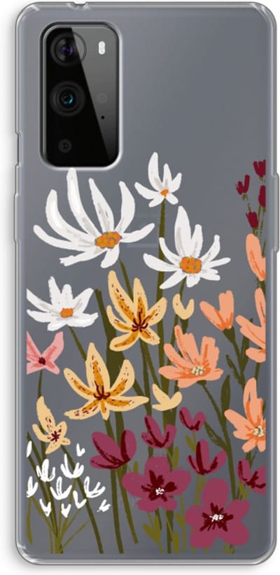 Case Company® - Hoesje geschikt voor OnePlus 9 Pro hoesje - Painted wildflowers - Soft Cover Telefoonhoesje - Bescherming aan alle Kanten en Schermrand