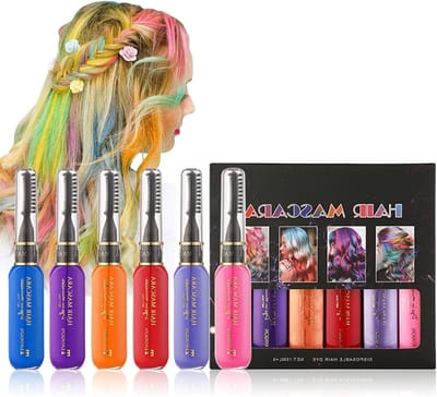 Haarmasker voor Meisjes en Jongens, Tijdelijke Haarkleur, Wasbare Haarkosmetica in 6 Kleuren, Perfect als Cadeau voor Kinderen van 8 tot 13 Jaar
