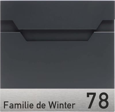 BR62 Brievenbus antraciet met naam en huisnummer 37x37x8.5cm