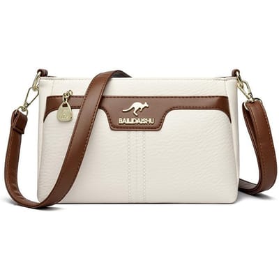 Sac Carré Petit en Cuir de Vache Printemps pour Sac de Mère Sac à Main d'Âge Moyen Sac à Bandoulière white