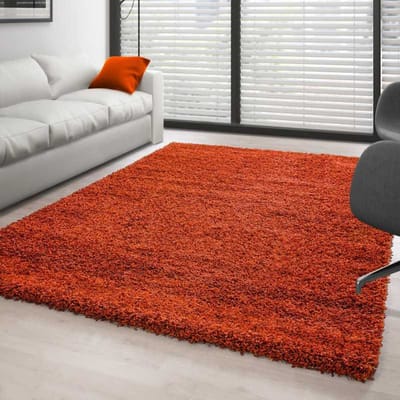 Hoogpolig vloerkleed, effen kleur TERRACOTTA 80x250 cm
