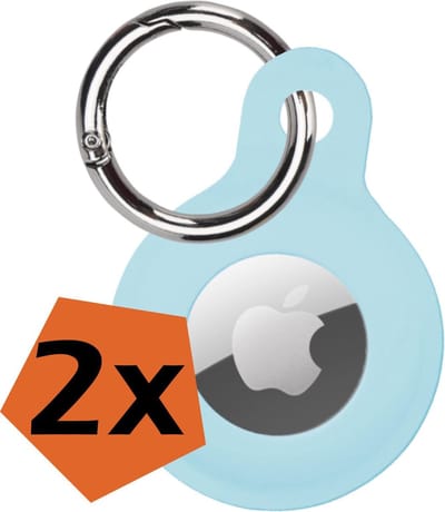 Hoesje Geschikt voor Apple AirTag Sleutelhanger Hoes Siliconen Hoesje - Siliconen Hoesje Geschikt voor Apple AirTag-Sleutelhanger Hoesje - Lichtblauw - 2 PACK