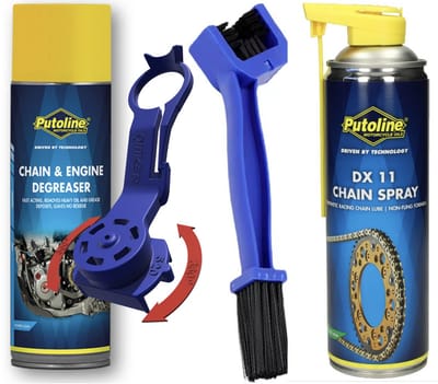 Oinker 520 Motor Kettingonderhoud Set – Kettingreiniger + Kettingspray + 3-Zijdige Kettingborstel – Complete Ketting Verzorgingskit voor Motorfiets