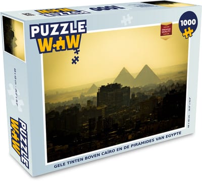 Puzzel Gele tinten boven Caïro en de piramides van Egypte - Legpuzzel - Puzzel 1000 stukjes volwassenen