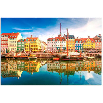 Wereldberoemde schilderachtige plekjes Newport Kopenhagen 5D DIY Diamond Painting Diamant Borduurwerk 20X30CM blue