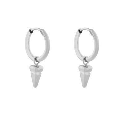 Essentialistics - Oorbellen minimalistisch hoorn staafje - Zilver - Stainless steel (verkleurt niet) - Kliksluiting
