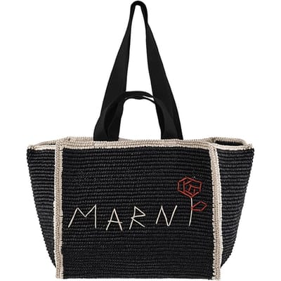 Marni Shmp0122l0 P6769 Zo762 Sillo Macramé Sac Cabas Moyen Tote SHMP0122L0 P6769 ZO762 black