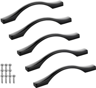SOTECH 5 stuks aluminium meubelgrepen BLACKLINE XV BA 96 mm mat zwart (lengte 127 mm, breedte 13,5 mm, hoogte 30 mm) design keukengreep