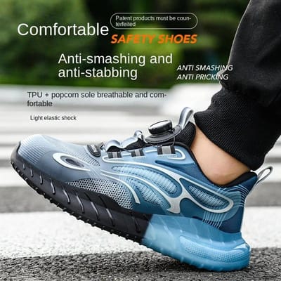 Chaussures de Travail de Sécurité pour Homme Chaussures à Embout Acier Anti-perforation Antistatiques Chaussures Industrielles Antidérapantes Bottes de Protection Botas Para Hombre 40 bleu