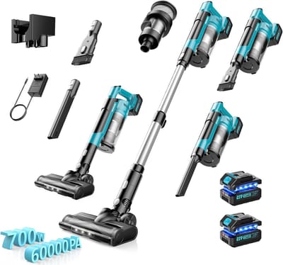 Accustofzuiger - Draadloze Stofzuiger - Grondige Schoonmaak - 700W Borstelloze Motor - 45 kPa Zuigkracht - Zwart