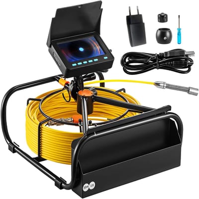 Rioolcamera, 30 M, 4,3 Inch Rioolinspectiecamera met Verlichting - 6 Verstelbare Led's, 16 Gb Kaart, 3x Zoom, 8500 Mah Batterij, Ip68 Waterdicht voor Pijpriolen