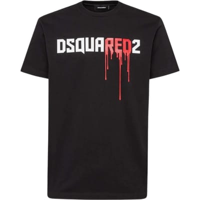 Dsquared2 Bloody Red Logo Zwart T-shirt