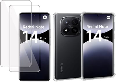 ChiGuard Hoesje & 2x Screenprotector geschikt voor Xiaomi Redmi Note 14 Pro / Pro+ – Gehard Glas Cover + Shock Proof Case – Transparant