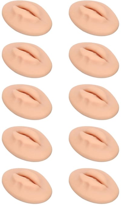 Dailygoods- Tattoo-oefenlippen 10 stuks - Siliconen Lippenmodel - Goede Simulatie - Eenvoudig te Kleuren - Open Mond - Zacht en Elastisch