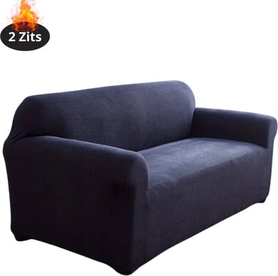 Livano Bankhoes - Bankbeschermer - Stretch - Sofa Cover - Effen - Marineblauw - 2 Zits