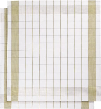 set van 12 keukenhanddoeken - De Witte Lietaer - wit-yellowgreen