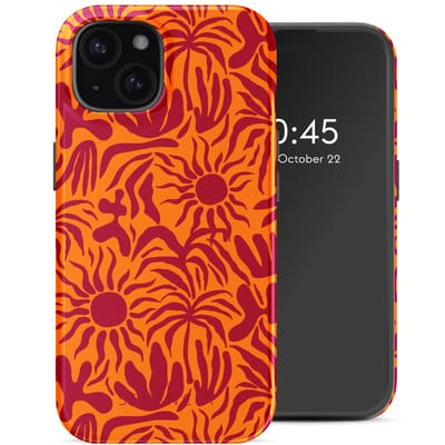 Selencia Hoesje - Geschikt voor Apple iPhone 15 - Backcover geschikt voor MagSafe - Tropical Vibes Apricot