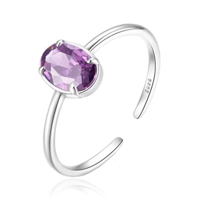 Luxueuze Elenza Zilveren Ring met Paarse Kristal – Onberispelijke Klasse voor Dames