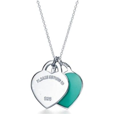 Tiff 925 Sterling Zilver Dames Ketting Dubbele Liefde Hanger Origineel Ontwerp Met Officieel Logo Kerstcadeau 45cm groen