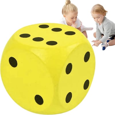 Schuim Dobbelstenen - Grote Dobbelstenen - Klaslokaal Spel - Licht en Smaakloos - 15cm Groot - Geel