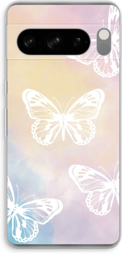 Case Company® - Hoesje geschikt voor Google Pixel 8 Pro hoesje - White butterfly - Soft Cover Telefoonhoesje - Bescherming aan alle Kanten en Schermrand