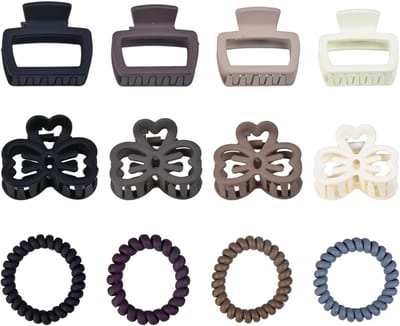 Haaraccessoireset voor dames met matte haarspelden, haarelastieken en telefoonkabel - 12-delig set voor stijlvolle kapsels en haarstyling