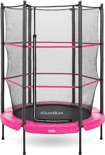 Junior Trampoline - Tuintrampoline Kindertrampoline - Buiten Spelen - Elastieken Vering - Diameter 140cm - Zwart Roze