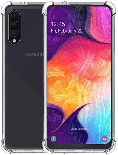 Smartphonica Telefoonhoesje Geschikt voor Samsung Galaxy A50 transparant shockproof TPU siliconen hoesje met stootrand geschikt voor Samsung Galaxy A50
