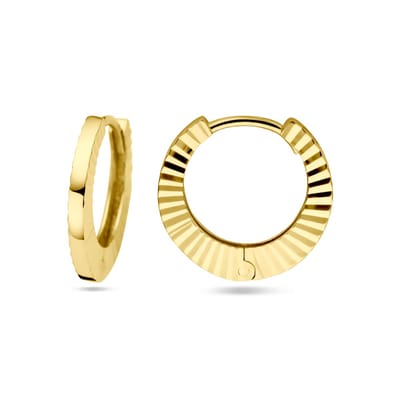 YO&NO - Oorbellen - Goud - Klapoorringen - gediamanteerd - 1.5/13.5mm - Sieraden - Vrouw - 585 Goud