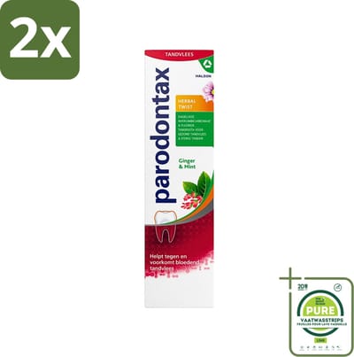 Parodontax - Tandpasta - Herbal Twist - Ginger & Mint - 75 ml - Voordeelverpakking - 2 stuks - Tandpasta - Tandvlees