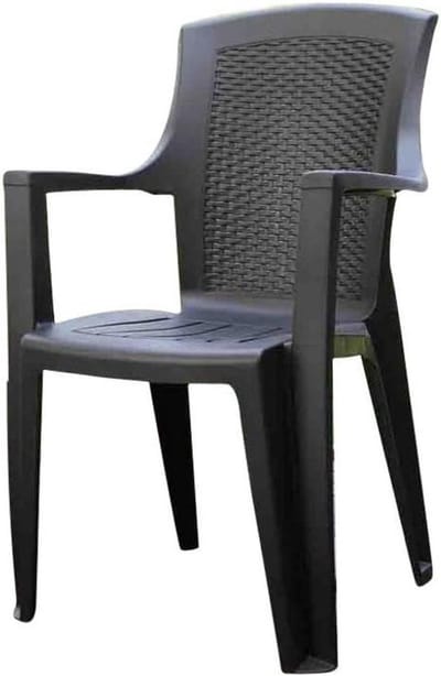 Stapelbare stoel - Buitenstoel rotan - Terras inrichten - Hoge rugleuning - 60 x 62 x 89 cm - Antraciet