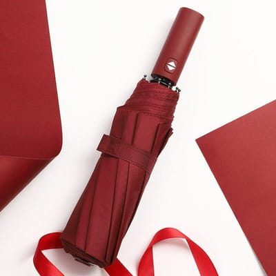 Winddichte dubbellaagse paraplu Volautomatische regen Heren Dames Luxe zakelijk Heren Grote paraplu's Parasol wijnrode kleur