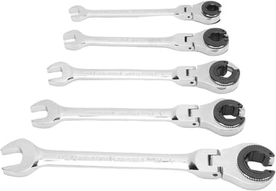Ratelsleutel Set - Dubbele Open Sleutels - Leiding Werk - Flexibele Hoofd - 10-17mm