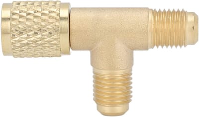 Snelle Koppeling T-stuk Adapter met Ventielkern van Messing 1/4 inch SAE voor Koelmiddelen R22 R12 R134 en HVAC Toepassingen