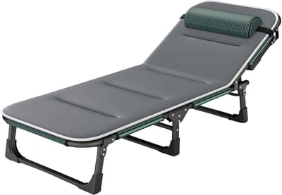 Extra Breed Campingbed - Opvouwbaar Slaapbed - Ontspannen Buiten - 5-Standen Verstelbaar - 193x68x30 cm - Groen