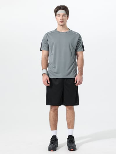YOUTHUP Heren Contrastkleur Sportset - Rond Hals T-shirt met Korte Broek - S