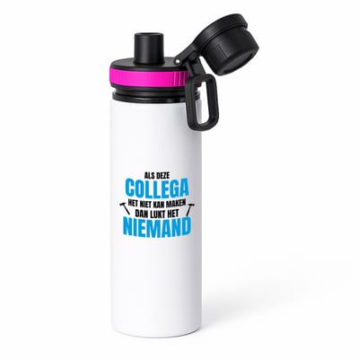 Hacebo® - Als deze collega waterfles met draaidop roze - Collega - een collega - werk - afscheidscadeau - verjaardagscadeau - kado - water fles - 850ML