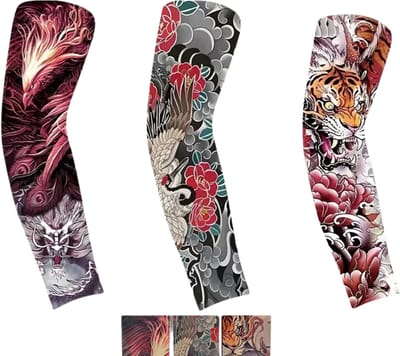Nivard Tattoo Sleeve - Voor Volwassenen - Mouw - Tatoeage - Arm Warmer - Zonbescherming - UV Beschermend - 3 Stuks