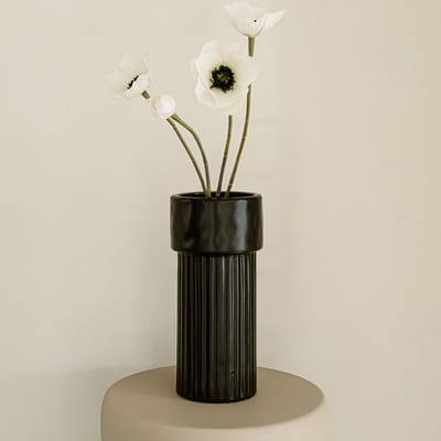 Indore Home - Vaas Mary - Bloemenvaas - Woonkamer decoratie - Vaas Zwart