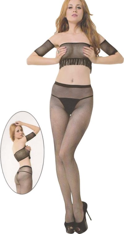 Zwarte Body stocking in twee delen Zaneta