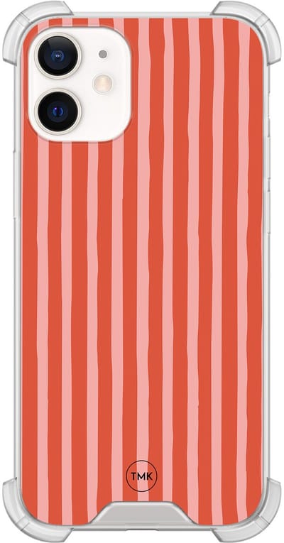Shockproof hoesje geschikt voor Apple iPhone 12 mini - Streepjes - Schokbestendig - Verhoogde randen - TPU case - Extra Sterke Back Cover - Gestreept - Transparant, Multi
