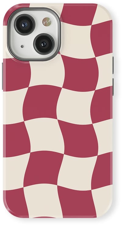 Checkered Warp Hoesje geschikt voor iPhone 13 Mini | Geschikt Voor Mag | Uniek Design Hoesje | Beschermhoes geschikt voor iPhone 13 Mini Crimson Wave