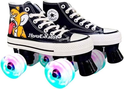 Dubbele Rolschaatsen - Rolschaatsen Heren Dames - Binnen en Buiten - Versterkte Beugel - Maat 35 - Zwart
