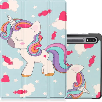 Hoes - Geschikt voor Samsung Galaxy Tab S8 - Dun & Stevig - Trifold Bookcase - Hard Cover - Hardcover Book Case - Tablet Hoesje - Eenhoorn