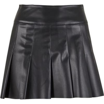 Urban Classics Minirok - Dames plooirok van synthetisch leer - L tot XL - voor Vrouwen - zwart
