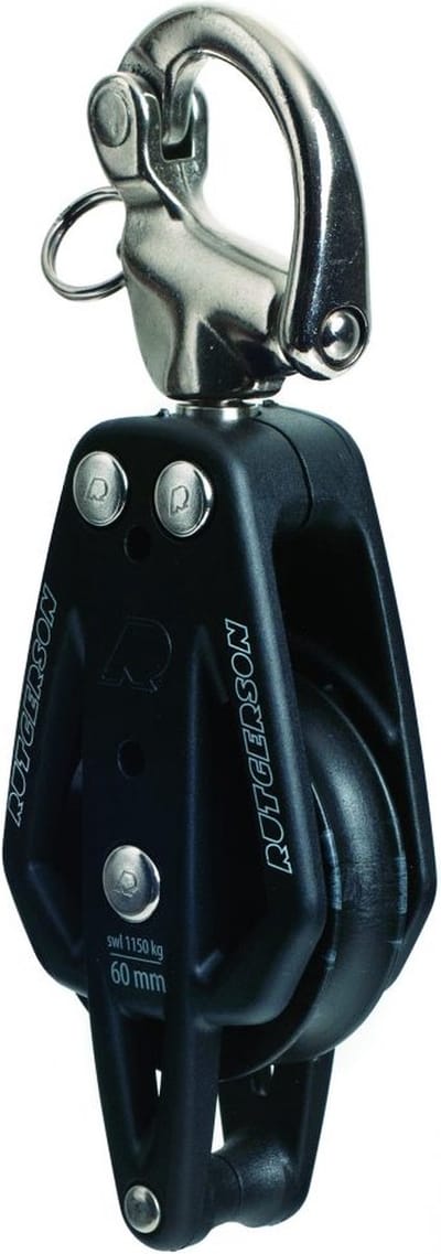 Rutgerson RAW Block 60mm Single w Becket & Snap Shackle