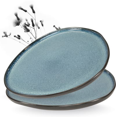 Moritz & Moritz ORGANIC Serveerplateau Set - 2-delig Serveerborden - Grote Borden - Steengoed - Blauw
