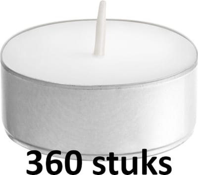 360 stuks witte 10-uurs maxi waxinelichten 24/58 (10 uur) Hoogwaardige Horeca kwaliteit