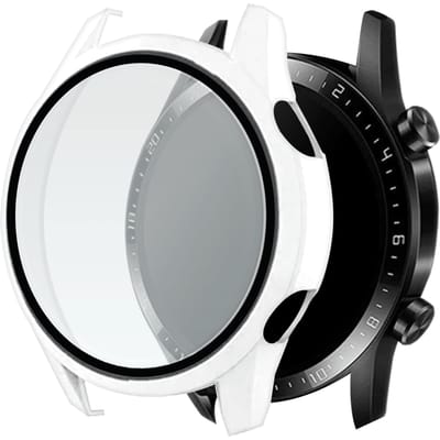 Telefoonglaasje Hoesje met Screenprotector Geschikt voor Huawei Watch GT2 - 46mm - Wit